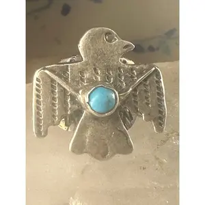 Phoenix ring Turquoise band  Navajo size 5.75 sterling silver women