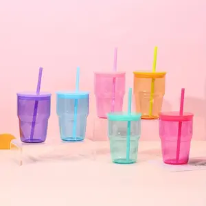 Crafix 25-Pack 12oz Sublimatable Shot Glass Tumblers - Wide Mouth, Washable, Reusable, Portable Iced Coffee Cups with Colorful PP Lids, Straws, Insulated for Refrigerated Beverages, Suitable for Home, Outdoor Use