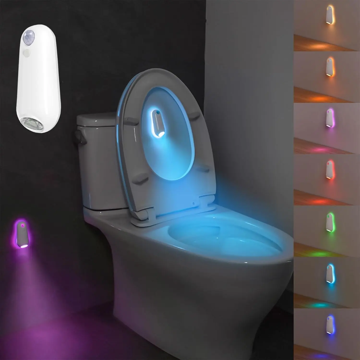 Toilet Light Motion Sensor, 8 Colors Changing Toilet Night Light for Bathroom Decor, Rechargable LED Bathroom Night Light Motion Activated, Funny Gifts for  Teen Boys Girls Women Men (1PC)