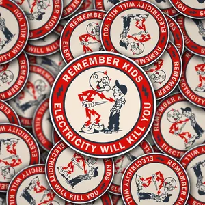 Remember Kids Electricity Will Kill You Hardhat Sticker- Construction Stickers, Gifts for Blue Collar, Electrician, Electrical, Construction Skeleton Decal, Hard Hat Sticker