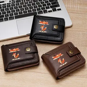 Cute Fox Printed Leather Wallet Zipper Closure Compact Design Slim Card Holder Purse for Everyday Use Practical Travel Accessory Ideal Gift for Nature Lovers and Animal Enthusiasts on Christmas Valentines Day and Birthday Presents