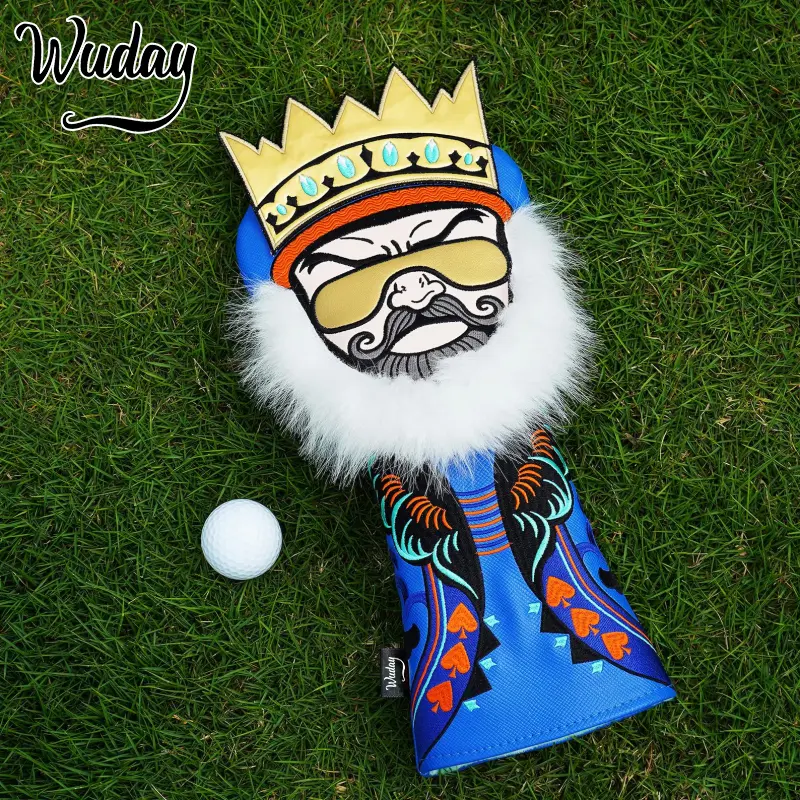 WUDAY Blue Synthetic King Golf Driver Headcover - Crown & Beard Design, Funny Protective Accessory for Golf Equipment, Golf Accessory golf event accessory