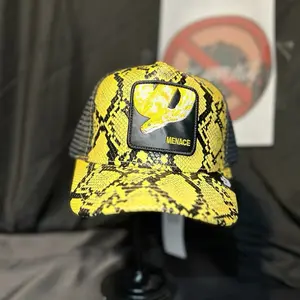 Yellow Snake Skin Trucker Cap with Menace Patch