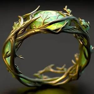 Cross-border Artisan Vintage Statement Ring | Oval Cabochon Faux Malachite Inlaid Magic Ring for Women