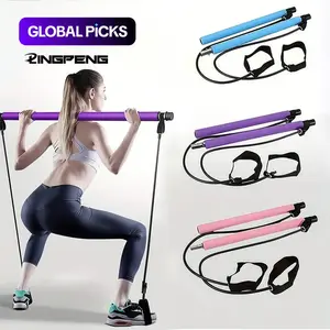 Multifunctional Pilates Stick, 1 Set Back Training Elastic Rope, LINGPENG Yoga Resistance Band, Fitness Equipment for Home Gym Workout, Pilates Reformer #GLOBAL PICKS,At Home Gym Equipment