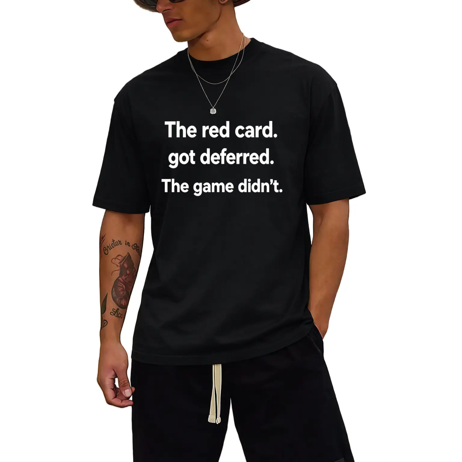 This Plain Front Text T-Shirt Features Dry Sport Satire Perfect For Casual Match Viewing And Fan Meetup Outfits Cotton Fabrics