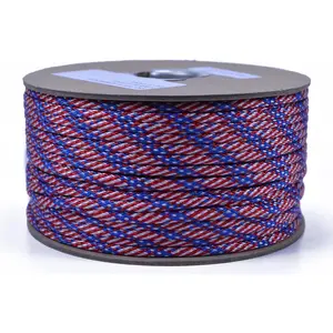 Bored Paracord - 1', 10', 25', 50', 100' Hanks & 250', 1000' Spools of Parachute 550 Cord Type III 7 Strand Paracord Well Over 300 Colors - Stars and Stripes - 10 Feet