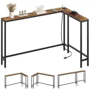 YATINEY 5.9" Wide Console Table,  L Shaped Narrow Sofa Table, Behind Couch Table, Entryway Table with 2 Outlets and 2 USB Ports, for Living Room, Hallway, 3 Assembly Options #SpringSale #BigSpringSale