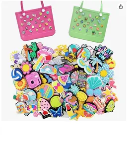 30/50/100pcs Random Different PVC Bogg Bag Charms for Woman Summer Leisure Charm for Beach Tote Bag Decorative Bogg Bag Accessories Woman Gifts