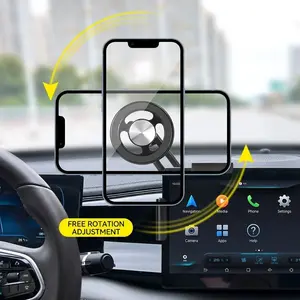 New Magnetic Car Phone Holder, 360° Rotatable Dashboard Mount, Strong Suction Cup, Adjustable Side Screen Stand, Fits Tesla & Other Cars, Magnetic Mobile Stand