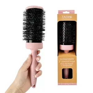 TADA Natural Beauty 3" Round Brush for Blow Out Eco-Friendly Biodegradable Handle Lightweight Heatless Haircare Styling Tool