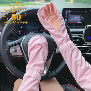 Women's Elastic Loose Fit Driving Gloves, Quick-Dry Fabric Sun Protection Sleeves, Ideal for Car Beach Summer Wear, Plus Size Arm Covers