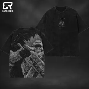[Collection] Retro Vintage Elden Ring Sketch Unisex Oversize Washed Lightweight Cotton T-Shirt Wash Gift For Game Fan, Game Lover, Pump Covers
