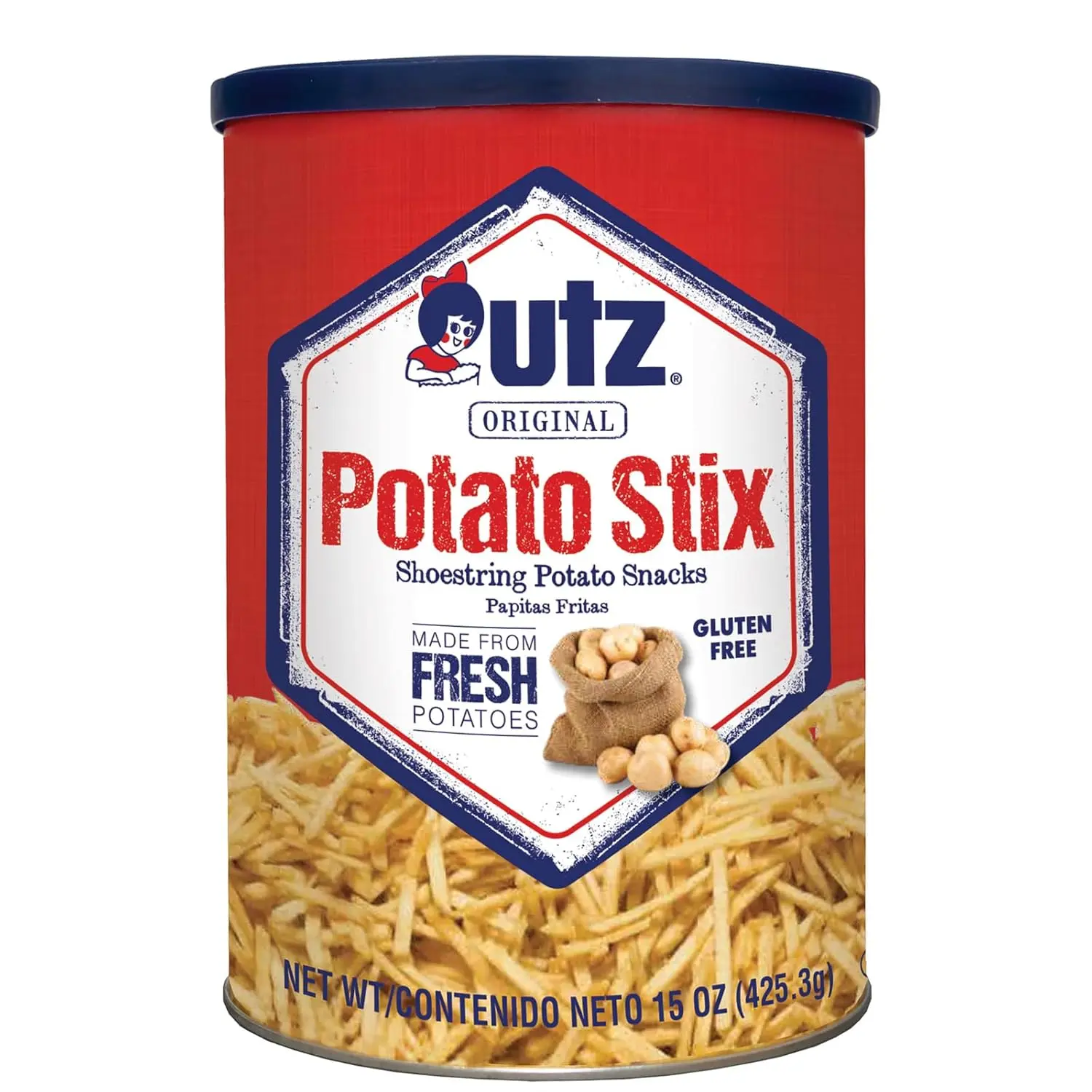 Potato Stix, Original – 15 Oz. Canister – Shoestring Potato Sticks Made from Fresh Potatoes, Crispy, Crunchy Snacks in Resealable Container, Cholesterol Free, Trans-Fat Free, Gluten-Free Snacks Salt