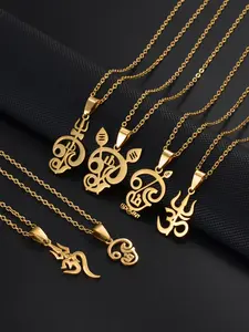 1Pc Tamil Aum Om Hinduism Indian Symbol Hindu Pendant Necklaces For Women Girls Stainless Steel India Religion Jewelry Jewelry Gift
