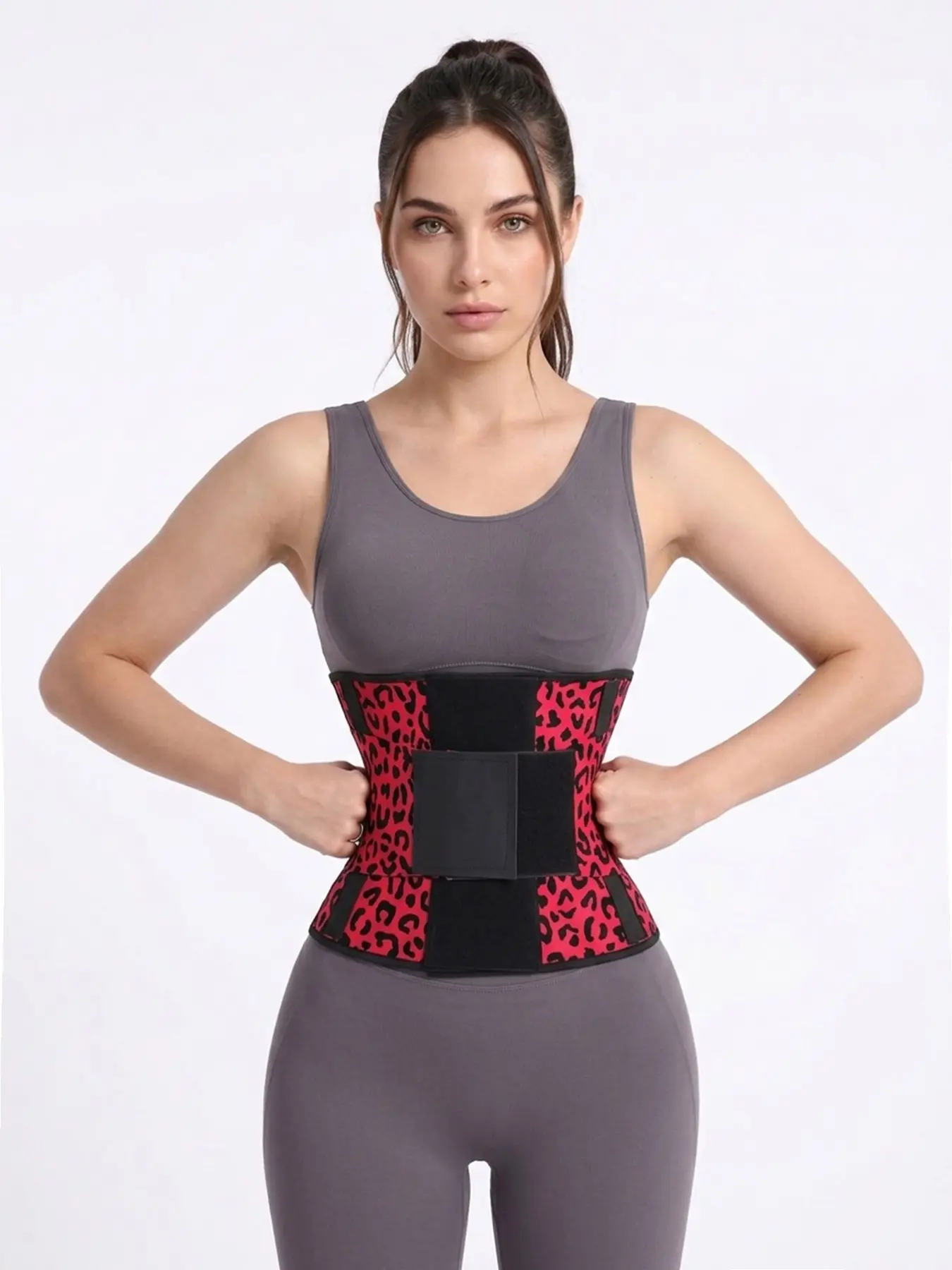 Leopard Print Strong Waist Cincher, Dual Velcro Adjustable Sports Shapewear, Postpartum Belly Control Belt, All Seasons Wear Underwear