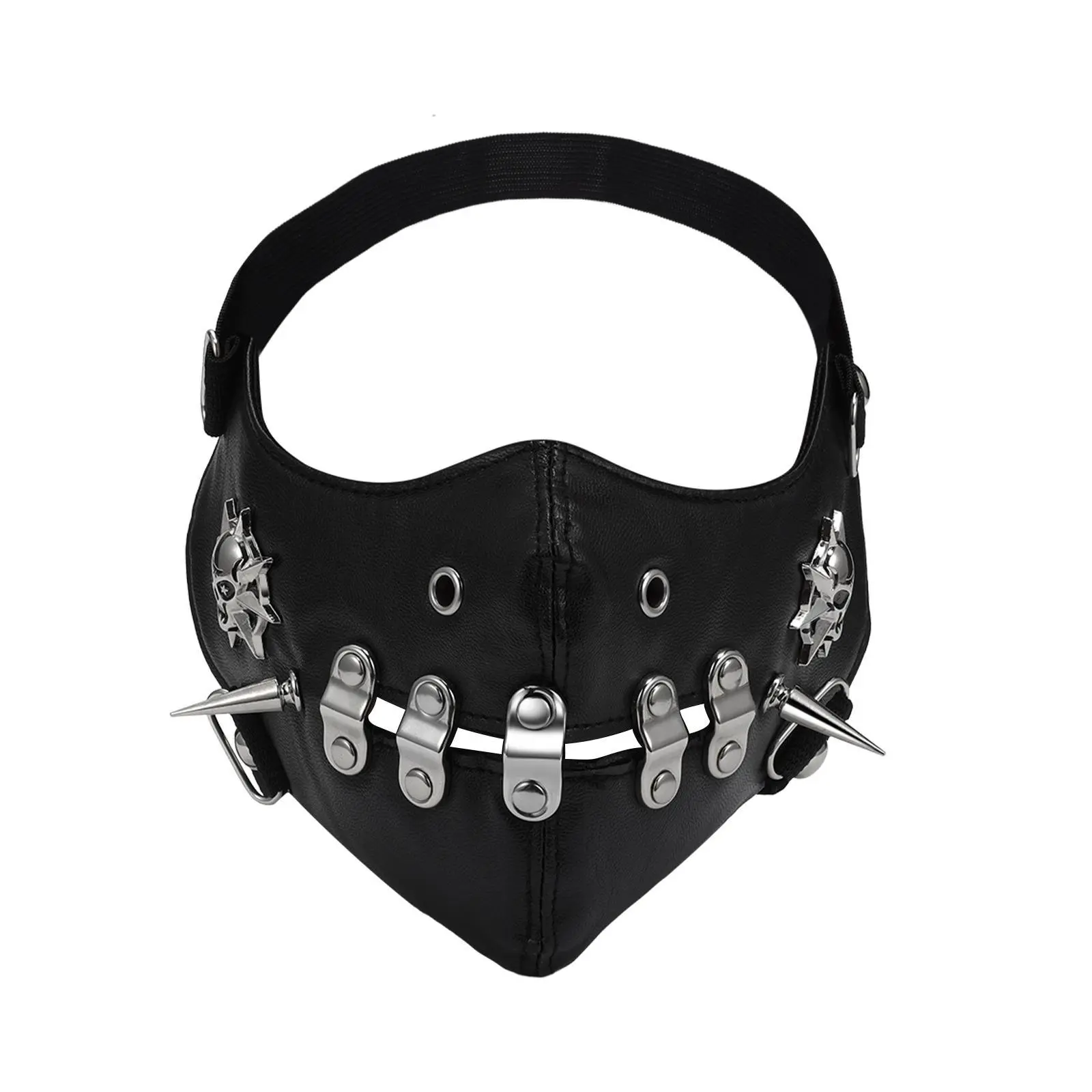 OIDEA Gothic Lightweight Comfortable Leather Half Face Mask - Punk Motorcycle Windproof Dustproof Halloween Accessory for Men