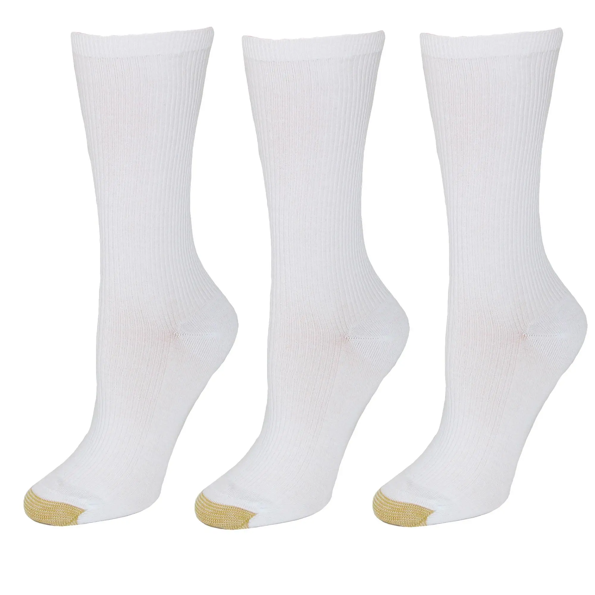 Gold Toe Women's Top Basic Non-Binding Ribbed Crew Socks - Cotton, Breathable Socks, Fits Mid Calf (3-Pair Pack)