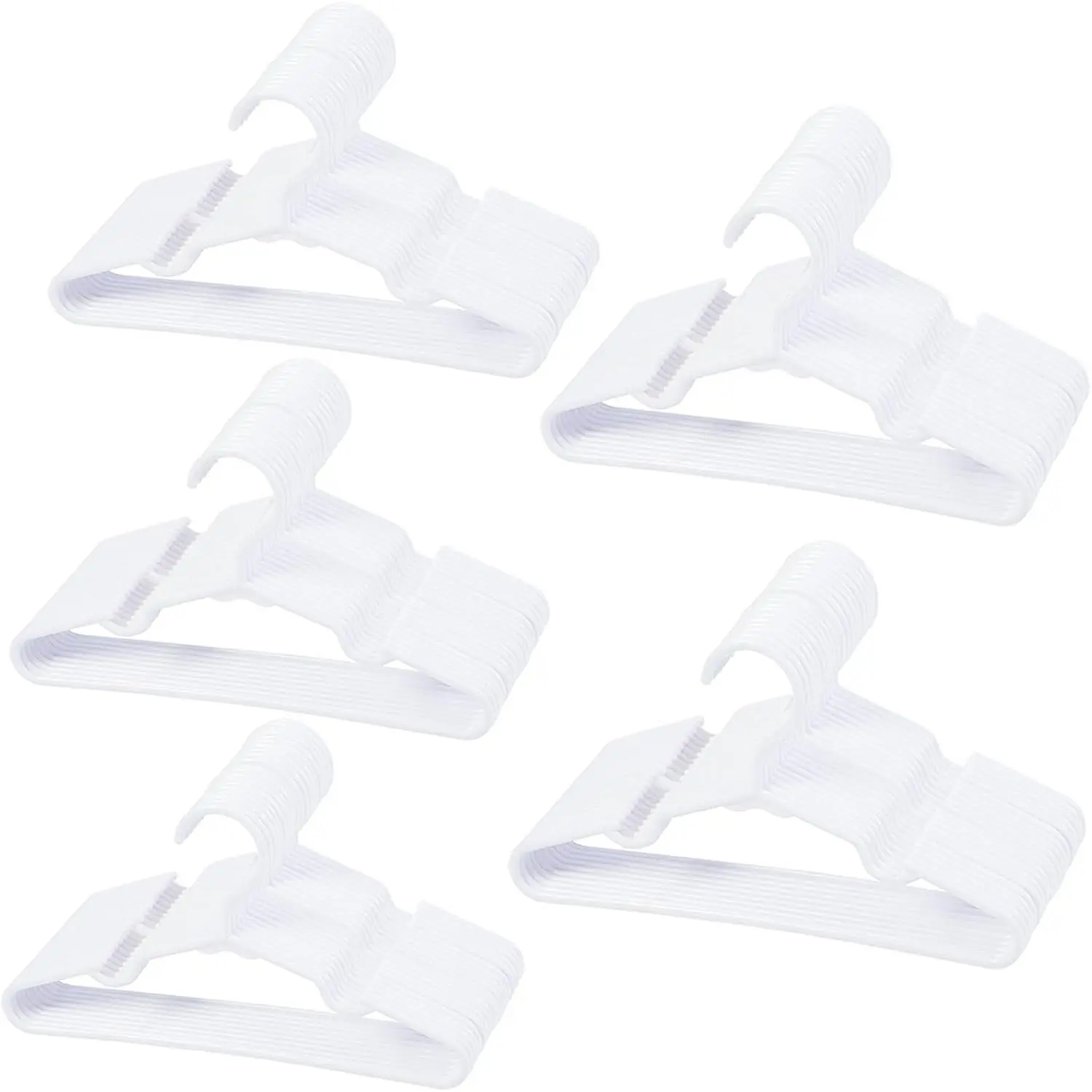 100-Pack Plastic Slim Universal White Nonslip Ultrathin Baby Nursery Closet Hangers with Curve Hook, Lightweight Home Organiser for Newborn Toddler Clothes, Hanging Infant Pants & Child Coats