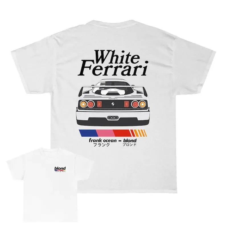 Blond Rap Tee - White Ferrari Cool Graphic T-Shirt