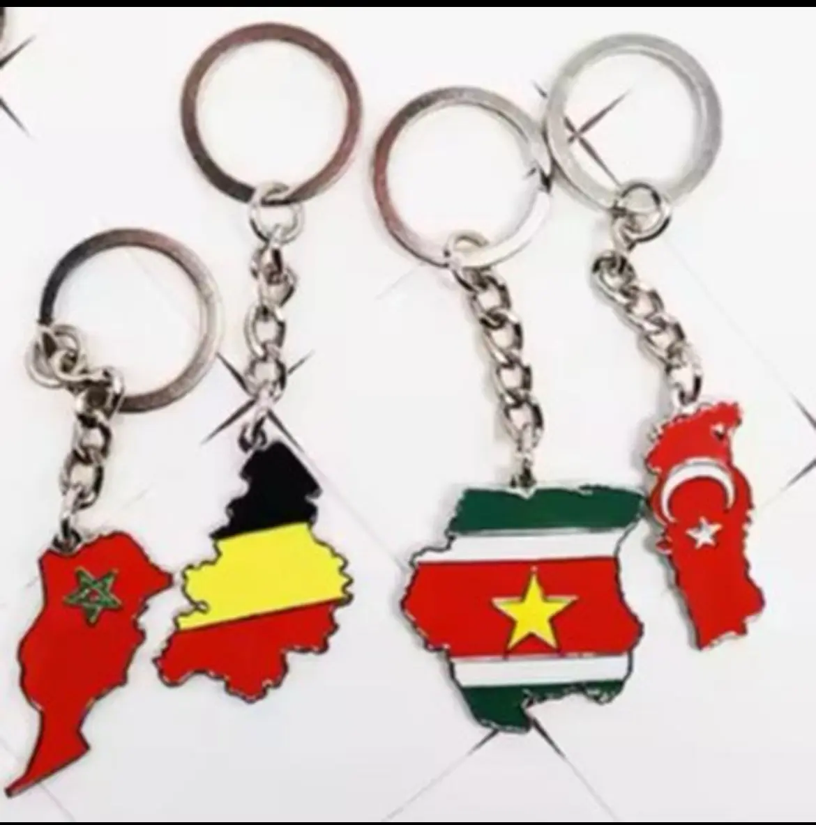 Flag Map Keychine Stainless Stale Pendant