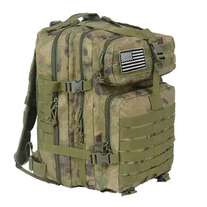 Casual Solid Color Zipper Backpack with American Flag Patch and Camouflage Design