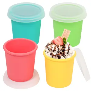 Koluti Nonstick Silicone Ice Cream Containers 6oz with Lids, 4-Pack Reusable Small Homemade Oats Yogurt Freezer Container, Leak-proof Mini Food Storage Serving Cups, BPA Free and Dishwasher Safe