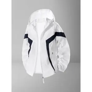 Men's Solid Color Packable Lightweight Hooded Jacket, Regular Fit Casual Comfortable Breathable Sun Protection Jacket for Outdoor Fishing, Men's Outerwear for All Seasons, Menswear