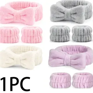1 Face Wash Headband/2 Face Wash Wristbands/3 Sets Of Spa Headbands, Makeup Headbands, Face Wash Headbands, Skin Care Headbands, Bows, Bubbles, Spa Headbands, Wristbands, Sets Of Hair Accessories For Women And Girls,Skincare Headband,Beauty,Skin Care Prod