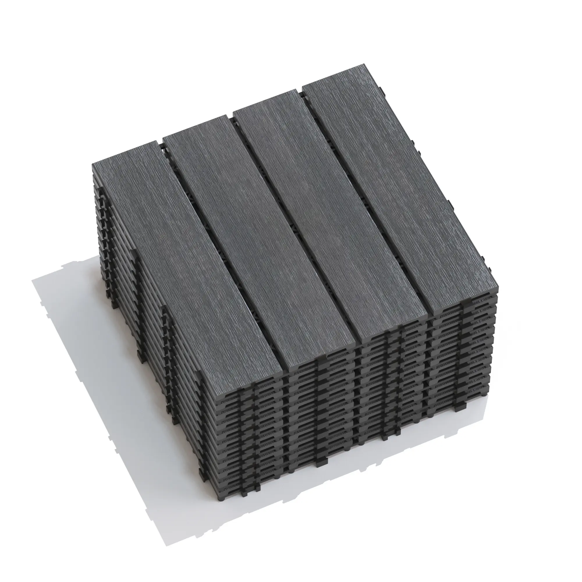 WPC Wood-Plastic Composite Interlocking Decking Tiles, 22-Pack 11.8in Ash - Water Resistant, All-Weather, Quick Installation, Easy to Clean, Strong and Reliable Weight Bearing for Indoor/Outdoor Home Improvement Flooring