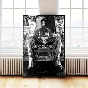 Kobe Bryant Lock In Motivational Wall Art – Black & White Basketball Poster, Canvas Print, Framed Sports Art