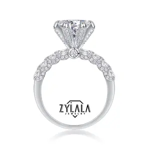 [018 Firework] 2/3/5 Carat Lab-created Moissanite Ring in Sterling 925 Silver Perfect For Engagement Wedding Promise & Valentine's Day
