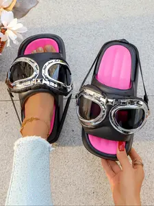 Creative Pilot Sunglasses Sandals Women, Soft Cushioned Slippers, Colorblock Insole + Thick Sole Height Increase, Soft Bottom Comfort, Summer Versatile Non-Matching Style!