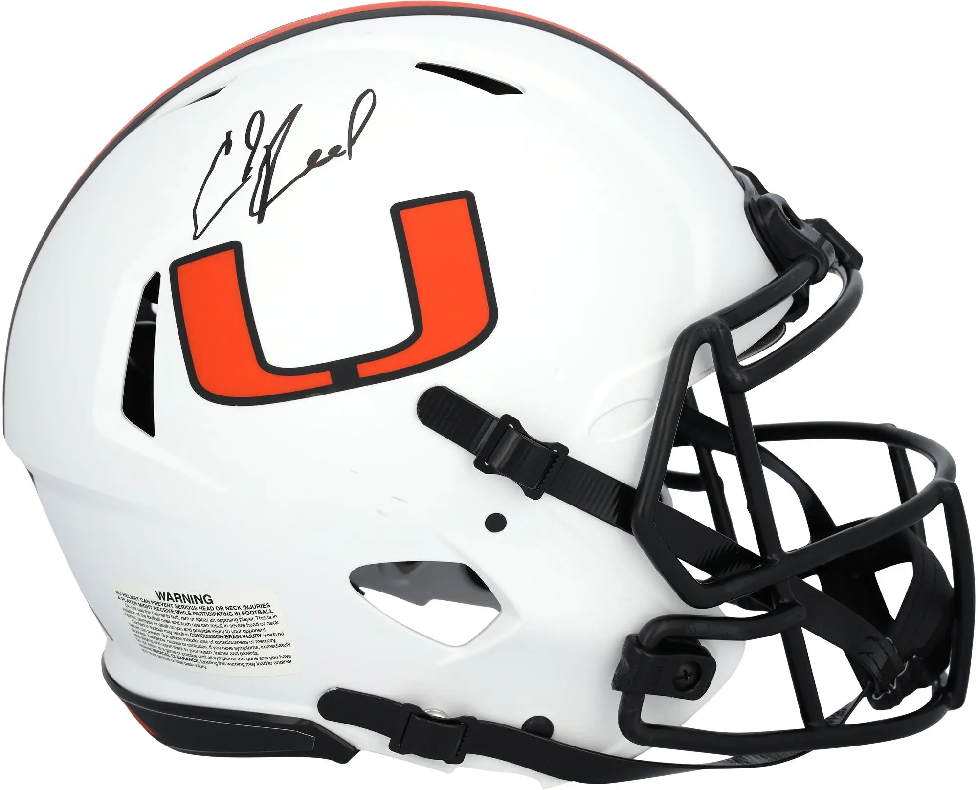 Ed Reed Miami Hurricanes Autographed Riddell Lunar Speed Authentic Helmet - Fanatics Authentic Certified