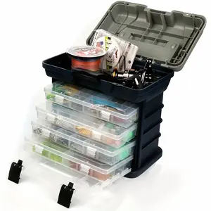 Fishing Tackle Box Portable 4 Layers Fishing Box Sea Boat Fishing Accessory Box Case With Handle Utility Box-Small Size