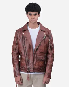 Duncan Brown Biker Leather Jacket