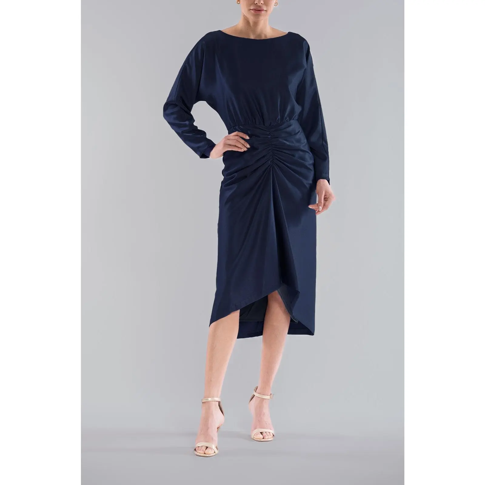BOAT NECK DOLMAN SLEEVE ROUCHD MIDI DRESS