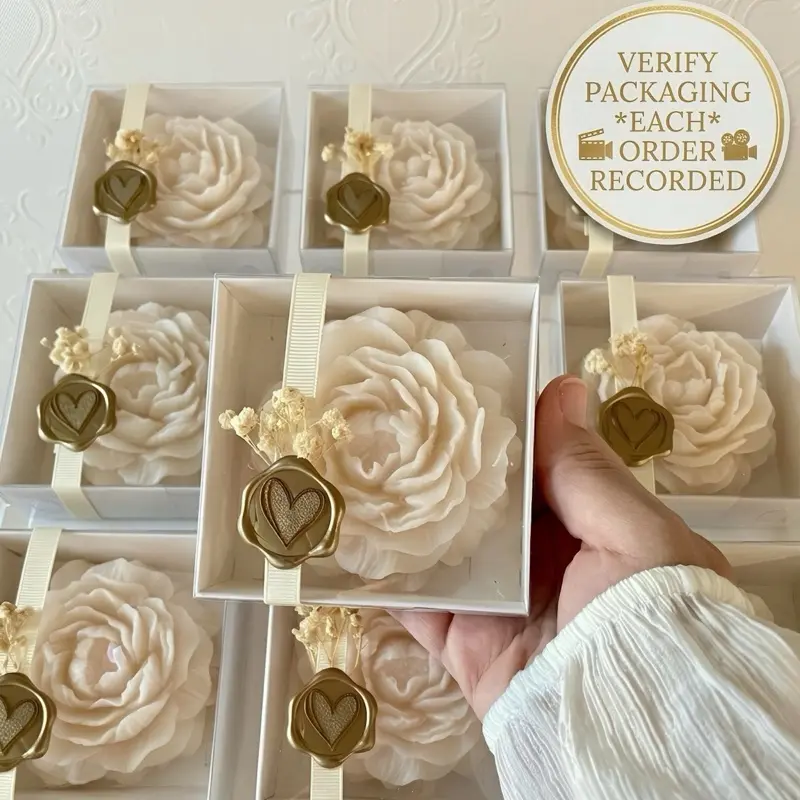 PACK Luxury Peony Candle Gift Box – Natural Wax Blend (Beeswax). Handcrafted. Scented Decoration Aroma