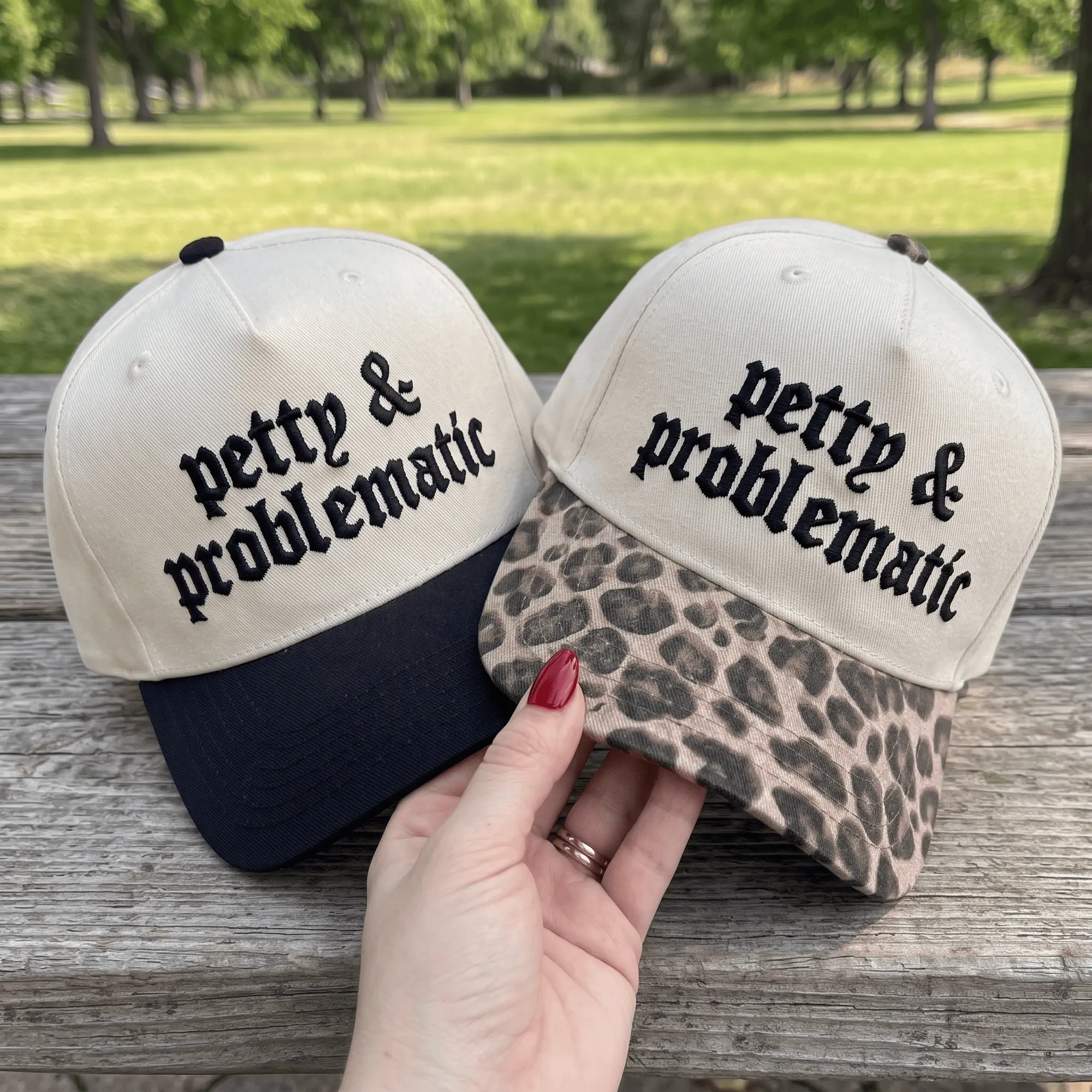 Petty And Problematic Embroidered Hat, Funny Cheetah Baseball Cap, Sarcastic Women Gift, Statement Vintage Meme Popular Brim Hat
