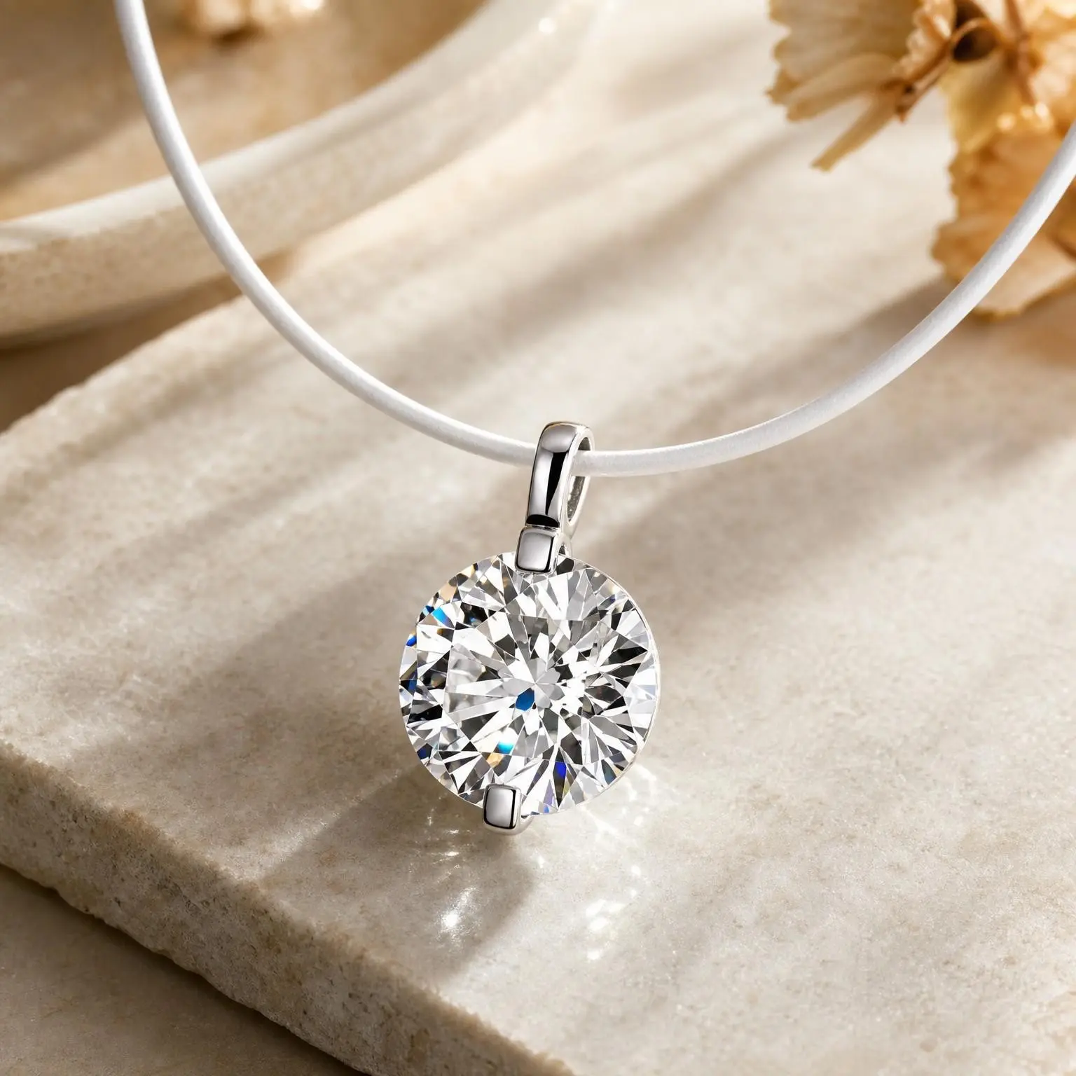 Luxury Transparent Mermaid Tear Pendant Solitaire Two Prong Necklace with Clear Chain, D Color Synthetic Moissanite, S925 Sterling Silver, Gift for Wedding Birthday Anniversary Christmas