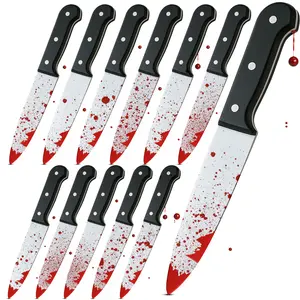 Multipack Halloween 31cm Bloody Knife Prop Sets Realistic Killer Costume Weapon Fancy Dress Festivals Props Horror Scary Creepy Accessory