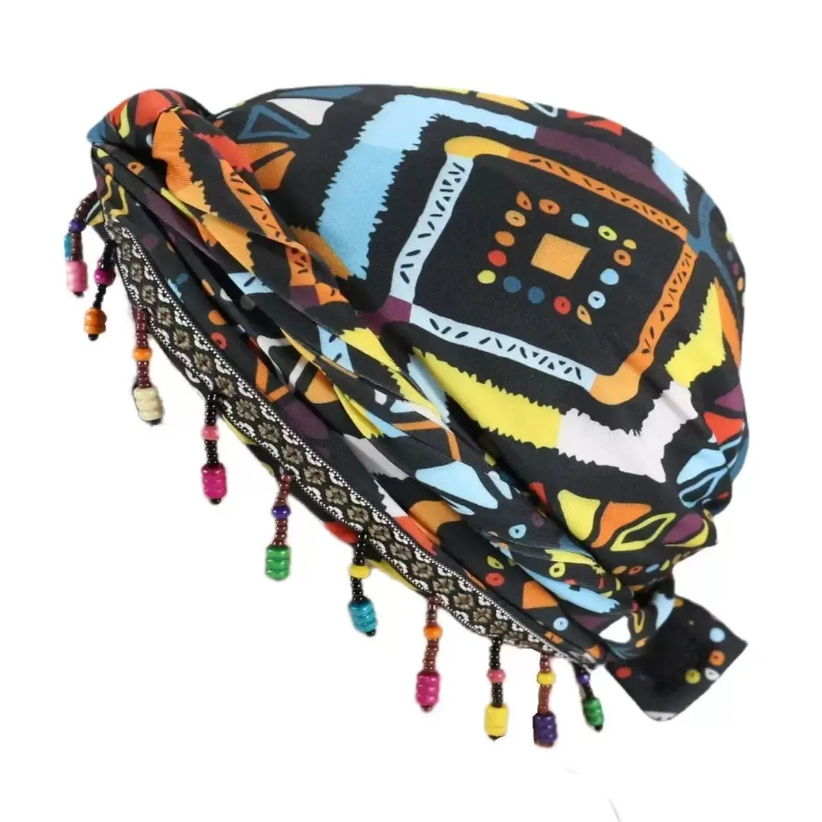 Men's Street Style Tassel Turban Hat - Hiphop Vintage Design, Summer Casual Daily Fashion Headwear, Hats for Women Beanie Fitted Hat