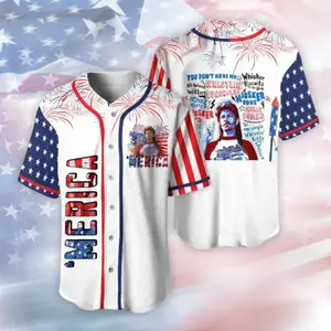 [Made in USA] Joe Dirt 4th of July Baseball Jersey, Funny 'Merica Independence Day Shirt, Whistlin Bungholes Quote Graphic, USA Fireworks Party Outfit