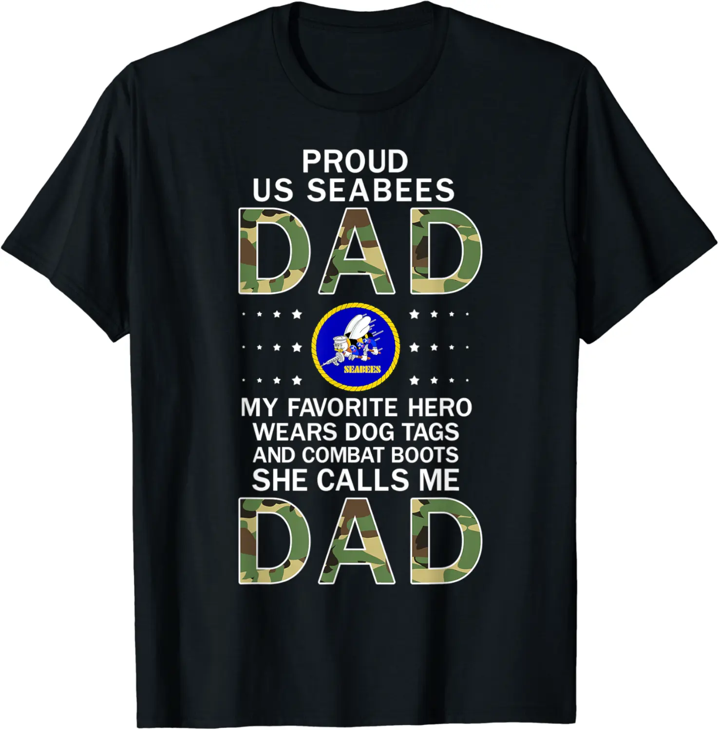 Mens My Favorite Hero Wears Combat Boots-Proud Seabees Dad Army T-Shirt - Rubencordov Shop 47B09L4862VY