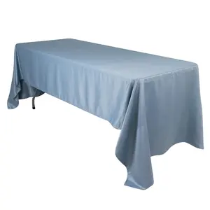 Lamour Satin 60"x126" Rectangle Tablecloth Dusty Blue - Soft & Silk-Like Table Cover