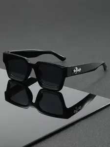 Classic Rhinestone Embellished Vintage Men's Sunglasses, Rectangular Sunglasses, Perfect for Daily Life, Driving, Bars, Vacations, and More