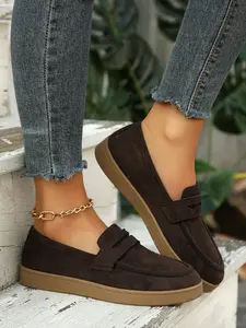 Women's Casual Velvet Loafers, Slip-On Comfortable Flat Shoes, Stylish Single Shoe for Everyday Wear, Perfect for Relaxing Days, Footwear