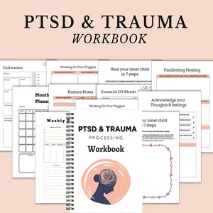 Adult PTSD Trauma Workbook with Treatment Tips, Safety Plan Tips, and Self-Acceptance Exercises, Structured Trauma Therapy for OCD, Complex PTSD, Therapist Recommended Resources, Mental Health Gifts, Daily Planner, Spiral Bound Planner, Weekly Planner