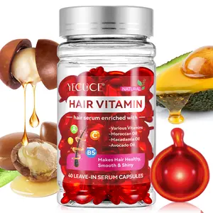 1 Count, 40 Pcs, YECUCE Hair Oil Capsules, Moisturizing Hair Oil, Rich in Fatty Acids to Promote Smoothness, Deep Hydration & Shine, Nourishes Hair, Softens Dry Hair, Vitamins Enhance Hair Elasticity & Improve Overall Hair Health.