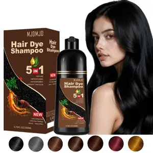 Black Hair Dye Shampoo 5 in 1,Natural Herbal Formula Hair Color Shampoo Covers Gray Hair for Women and Men, Long Lasting Hair Color, Fast Coloring in Minutes ,Portable Mini Pack for Travel & On-the-Go,200ml healthy plant ingredient